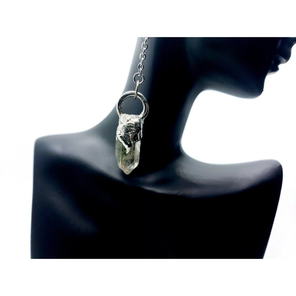 Green ghost quartz ear cuff